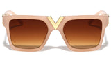 Gold V Trendy Luxury Square Retro Classic Casual Fancy Aviator Sunglasses
