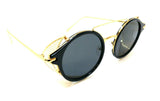 Round Circle Steampunk Aviator Sunglasses w/Mesh Side Shield Wind Guard