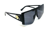 Luxury Oversized Flat Top Semi Rimless One Piece Shield Lens Aviator Sunglasses