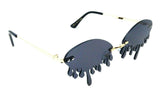 Rimless Oval Blood Drip Splatter Shaped Luxury Sunglasses