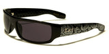 Locs Paisley Bandana Print Slim Rectangular Retro Wrap Around Sunglasses
