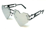 Laser Cut Rimless Heart Shaped Aviator Sunglasses