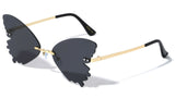 Rimless Butterfly Wings Shaped Lenses Retro Luxury Sunglasses