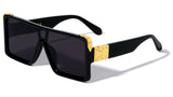 Oversized Square One Piece Shield Lens Luxury Aviator Sunglasses