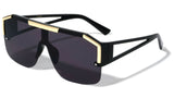 XL Oversized Luxury Semi Rimless One Piece Shield Lens Aviator Sunglasses