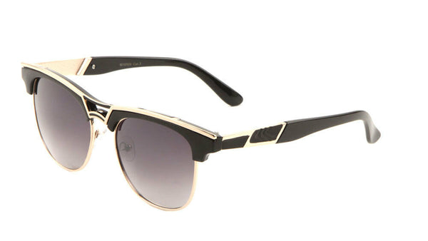 Horn Rimmed Square Classic Half Rim Frame Sunglasses