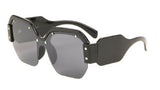 Oversized Women's Semi Rimless Shield Square Sunglasses