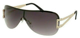 Luxury Rimless Wrap Around One Piece Lens Shield Sunglasses w/ Rhinestones