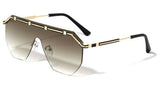Luxury Rimless One Piece Shield Lens Aviator Sunglasses