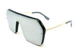 Techno Flat Top One Piece Lens Retro Shield Aviator Sunglasses