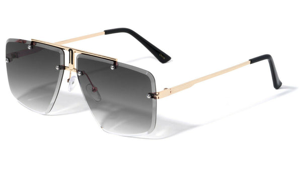 Luxury Elite Rimless Square Aviator Sunglasses