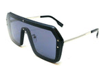 Techno Flat Top One Piece Lens Retro Shield Aviator Sunglasses