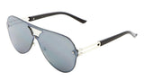 Rimless Oversized One Piece Shield Aviator Sunglasses