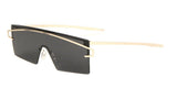 Flat Top Futuristic Oversized Wide One Piece Shield Sunglasses