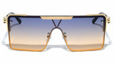 Oversized Square One Piece Shield Lens Luxury Aviator Sunglasses
