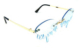 Rimless Oval Blood Drip Splatter Shaped Luxury Sunglasses