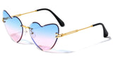 Women's Heart Shaped Rimless Luxury Sunglasses
