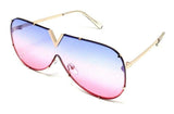 Rimless Oversized One Piece Shield Luxury Aviator Sunglasses