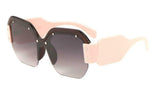Oversized Women's Semi Rimless Shield Square Sunglasses