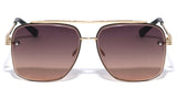 Luxury Beveled Square Lenses Metal Aviator Sunglasses