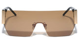 Oversized Rimless Flat Top One Piece Lens Luxury Shield Aviator Sunglasses