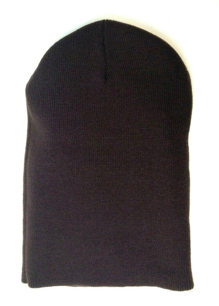 Solid Plain Blank Long Uncuffed Winter Knit Beanie Hat