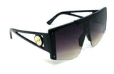 Luxury Oversized Flat Top Semi Rimless One Piece Shield Lens Aviator Sunglasses