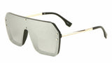 Techno Flat Top One Piece Lens Retro Shield Aviator Sunglasses