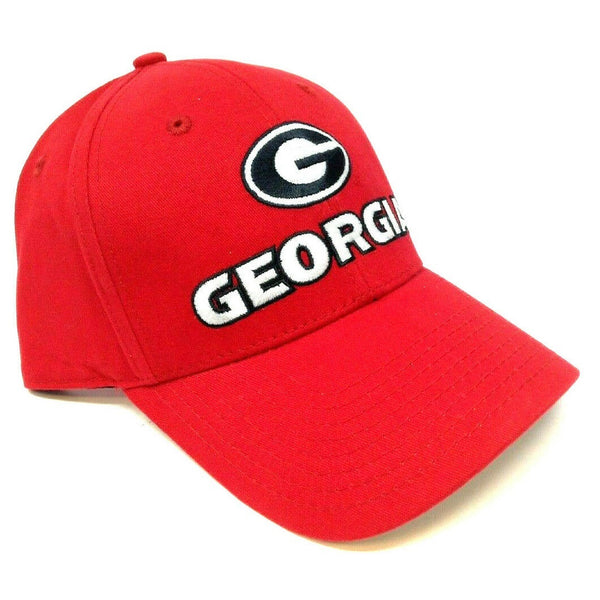 Red University of Georgia Bulldogs UGA Text Logo MVP Curved Bill Adjustable Hat