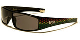 Locs Slim Rectangular Rasta Marijuana Weed Leaf Wrap Around Sunglasses