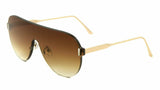 Rimless Oversized Shield Thick One Piece Mono Lens Aviator Sunglasses