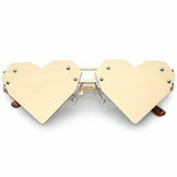 Laser Cut Rimless Heart Shaped Aviator Sunglasses