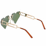 Laser Cut Rimless Heart Shaped Aviator Sunglasses