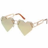 Laser Cut Rimless Heart Shaped Aviator Sunglasses