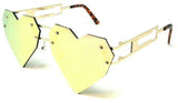 Laser Cut Rimless Heart Shaped Aviator Sunglasses