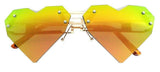 Laser Cut Rimless Heart Shaped Aviator Sunglasses