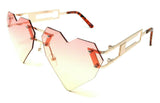 Laser Cut Rimless Heart Shaped Aviator Sunglasses