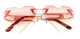 Laser Cut Rimless Heart Shaped Aviator Sunglasses