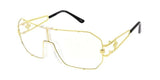 Gazelle Hustler Flat Top Oversized Shield Sunglasses w/Clear Blue Light Blocking Lenses