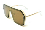 Techno Flat Top One Piece Lens Retro Shield Aviator Sunglasses