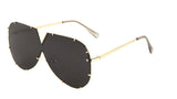 Rimless Oversized One Piece Shield Luxury Aviator Sunglasses