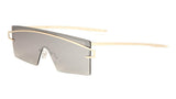 Flat Top Futuristic Oversized Wide One Piece Shield Sunglasses