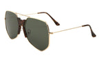 Napoli Oversized Square Flat Top Aviator Sunglasses w/Keyhole Bridge