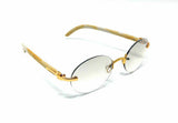 Maestro Rimless Oval Metal & Faux Wood / Marble Frame Sunglasses