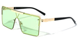 Oversized Square One Piece Shield Lens Luxury Aviator Sunglasses