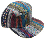 Tribal Native American Mixed Prints Fabric 5 Panel Strapback Camper Hat