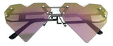 Laser Cut Rimless Heart Shaped Aviator Sunglasses