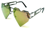 Laser Cut Rimless Heart Shaped Aviator Sunglasses