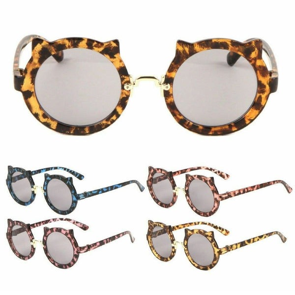 Kitty Cat Ear Kids Youth Round Circle Lens Sunglasses
