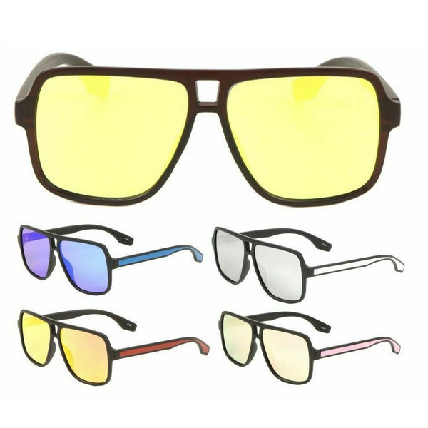 Sleek Square Flat Top Retro Aviator Sunglasses